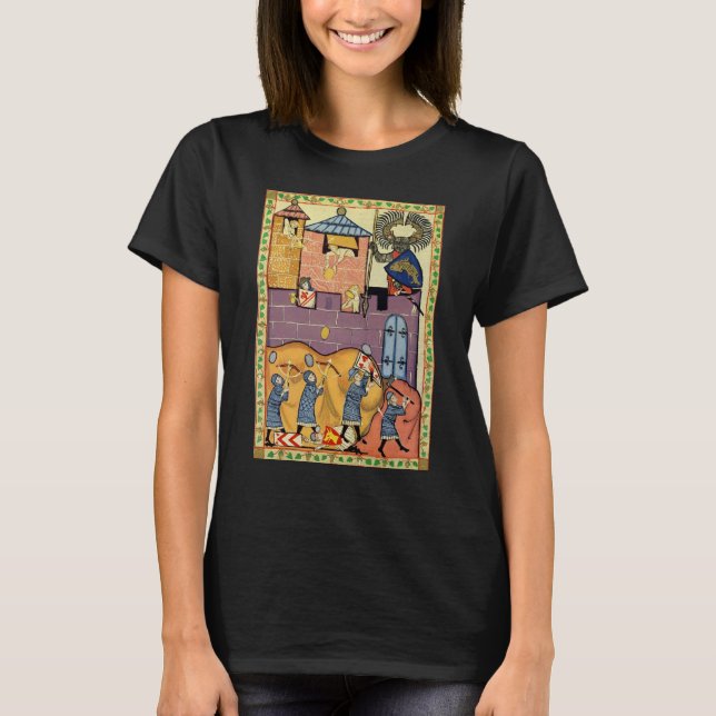 Dropping Rocks, 14th Century Codex Manesse T-Shirt (Front)