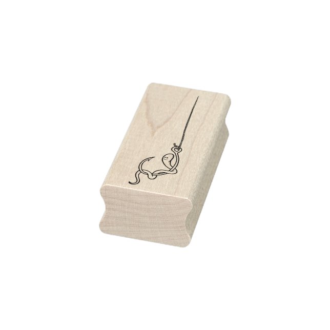 Dropping You a Line Fishhook Worm Rubber Stamp (Stamp)