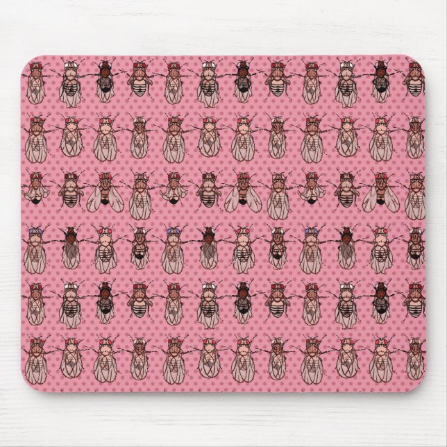 Drosophila Fruit Fly Genetics - mutants - Pink Mouse Pad (Front)