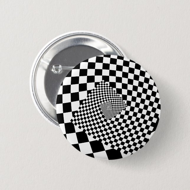 Droste Chequered Spiral 2 Inch Round Button (Front & Back)