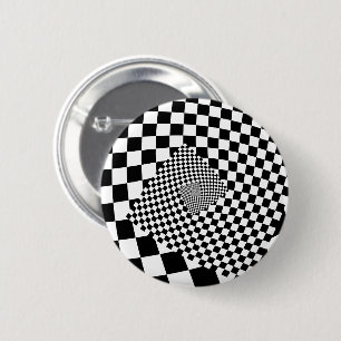 Droste Chequered Spiral 2 Inch Round Button