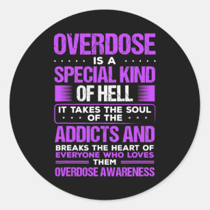 Drug Abuse Purple Ribbon Addict Overdose Awareness Classic Round Sticker