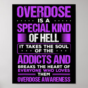 Drug Abuse Purple Ribbon Addict Overdose Awareness Poster