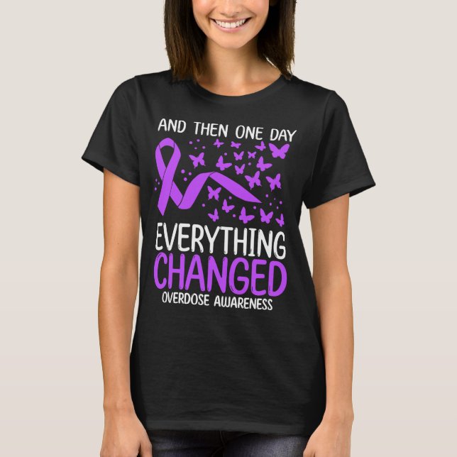 Drug Abuse Ribbon Fighter Overdose Awareness T-Shirt (Front)