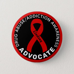 Drug Addiction Awareness Advocate Ribbon Black 2 Inch Round Button