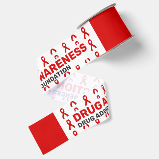 Drug Addiction Awareness Pattern Ribbon Grosgrain Ribbon
