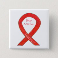 Drug Addiction Awareness Red Ribbon Custom Pin