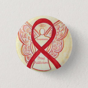 Drug Addiction Awareness Ribbon Angel Custom Pin