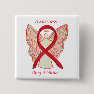 Drug Addiction Awareness Ribbon Angel Custom Pin