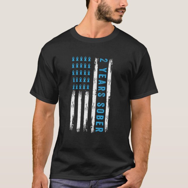 Drug Alcohol Addiction Recovery 2 Years Sober Usa  T-Shirt (Front)
