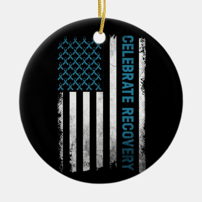 Drug Alcohol Addiction Recovery Celebrate Recovery Ceramic Ornament (Front)
