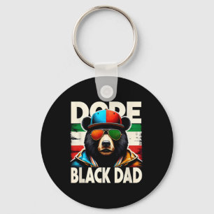 Drug Black Dad Funny Black Dad Bear Black History  Keychain
