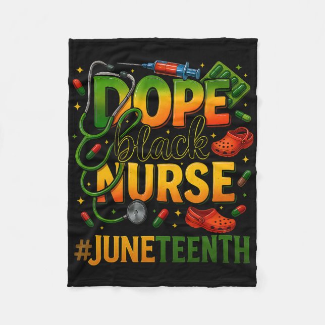 Drug Black Nurse Juneteenth Medical Pride  Fleece Blanket (Front)