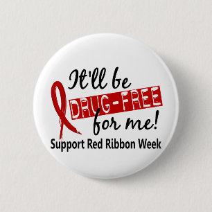 Drug-Free For Me Red Ribbon Week 2 Inch Round Button