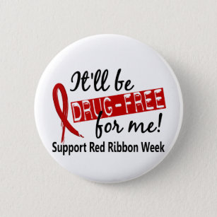 Drug-Free For Me Red Ribbon Week 2 Inch Round Button