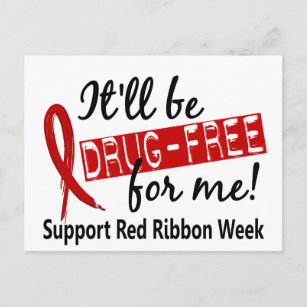 Drug-Free For Me Red Ribbon Week Postcard