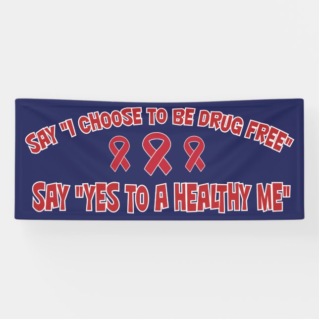 Drug Free Healthy Me Red Ribbon Promotion Banner (Horizontal)