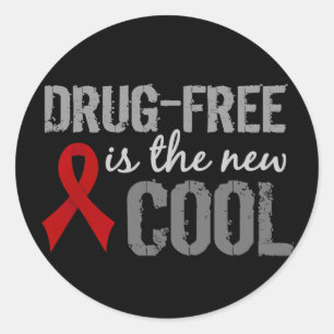 Drug-Free Is The New Cool Classic Round Sticker