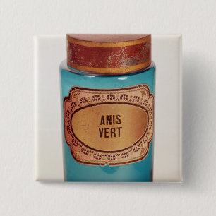 Drug Jar, with label for Anis Vert, c.1860 2 Inch Square Button
