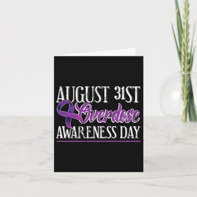 Drug Overdose August 31 2017 Purple Ribbon Tee  Card (Front)