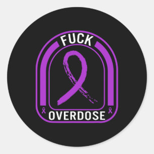 Drug Overdose Awareness Addiction Ribbon Tee  Classic Round Sticker