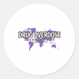 Drug Overdose Awareness Day August 31 Purple Classic Round Sticker