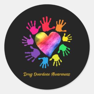 Drug Overdose Awareness Hands Drug Overdose Gift  Classic Round Sticker