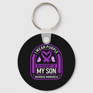 Drug Overdose Awareness In Memory Of My Son Purple Keychain
