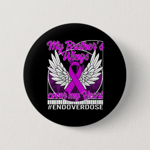 Drug Overdose Awareness My Brother's Wings Cover M 2 Inch Round Button