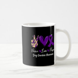 Drug Overdose Awareness Peace Love Hope Purple Rib Coffee Mug
