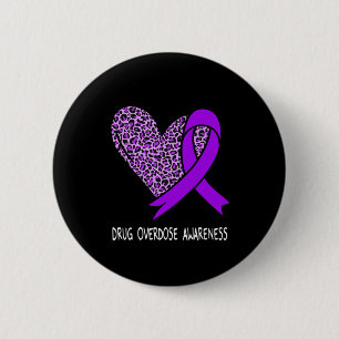 Drug Overdose Awareness Purple Ribbon 2 Inch Round Button
