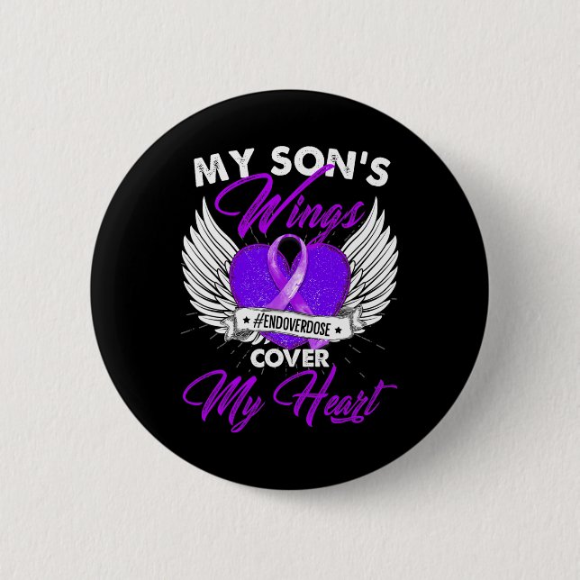 Drug Overdose Awareness  Purple Ribbon gifts  2 Inch Round Button (Front)
