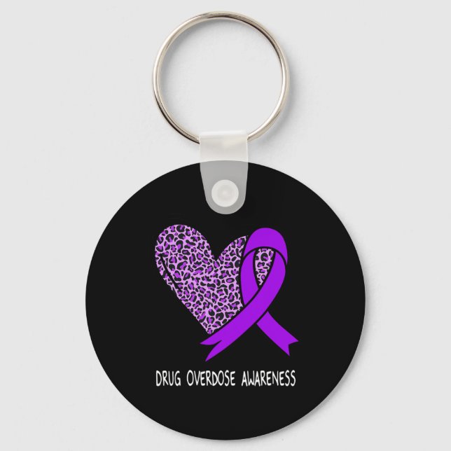 Drug Overdose Awareness Purple Ribbon  Keychain (Front)