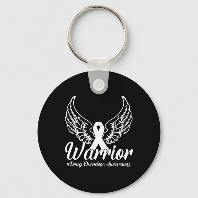 Drug Overdose Awareness Purple Wing  Keychain (Front)