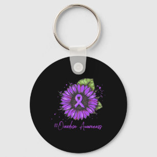 Drug Overdose Awareness Ribbon Drug Addiction Cris Keychain