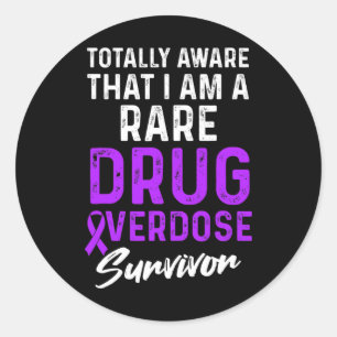 Drug Overdose Awareness Warrior Survivor 28  Classic Round Sticker