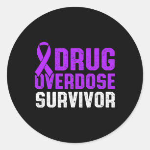 Drug Overdose Awareness Warrior Survivor 49 Classic Round Sticker