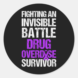 Drug Overdose Awareness Warrior Survivor 50 Classic Round Sticker