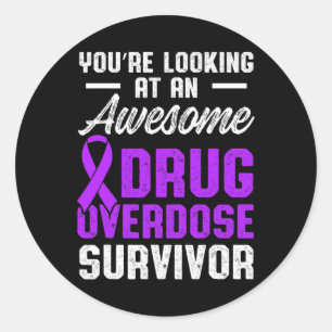 Drug Overdose Awareness Warrior Survivor 55 Classic Round Sticker