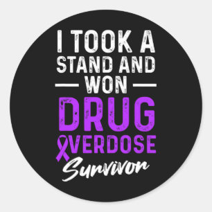 Drug Overdose Awareness Warrior Survivor 6  Classic Round Sticker