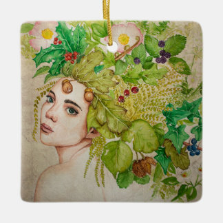 Druid beautiful watercolor  ceramic ornament