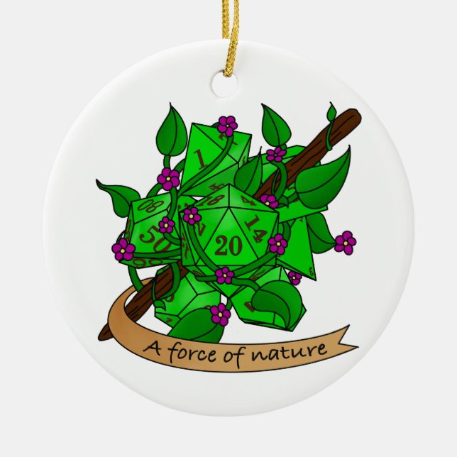 Druid Dice Design Ceramic Ornament (Front)