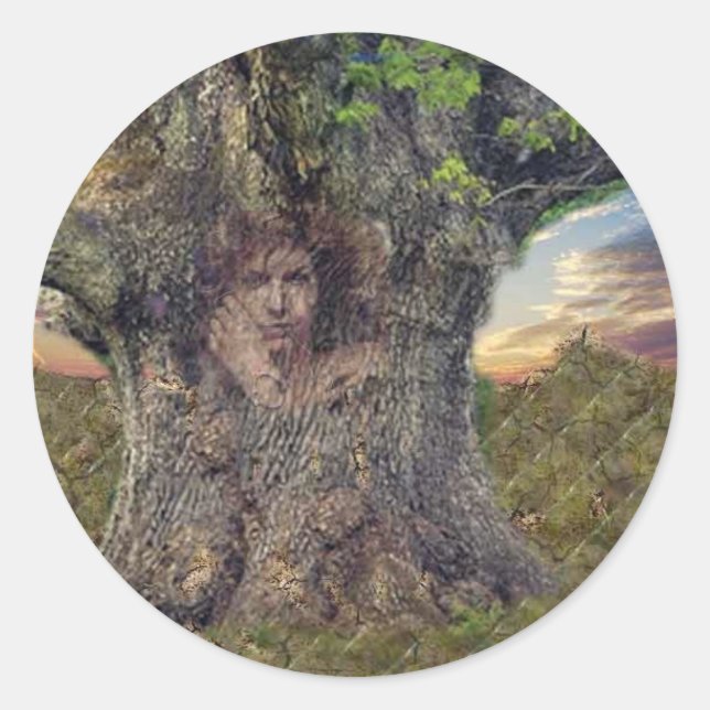 Druid In Trees Classic Round Sticker (Front)