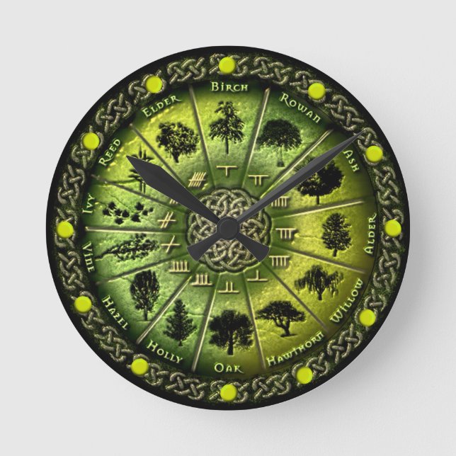 Druid Tree Calendar & Ogham clock or watch (Front)