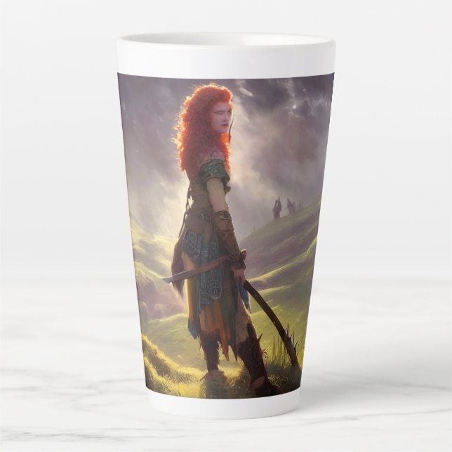 Druid Warrior Princess Fantasy Art   Latte Mug (Front)