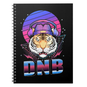 Drum and Bass Tiger Electronic Music Vaporwave Notebook