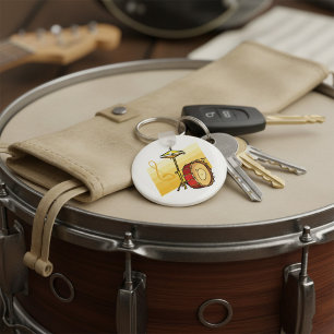 Drum and Cymbal Music Percussion Art Keychain