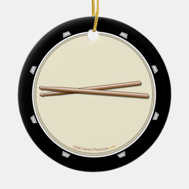 Drum and Drumsticks Custom Ornament (Front)