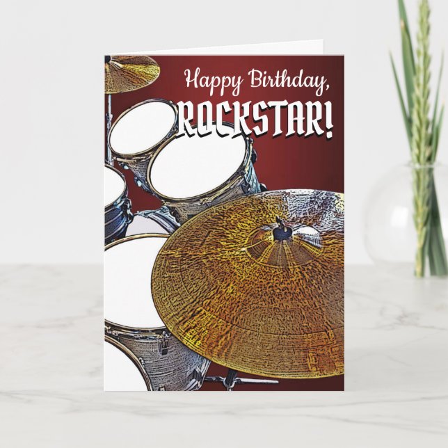 Drum Birthday Card for Musician Drummer Rock Star (Front)