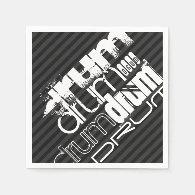 Drum; Black & Dark Grey Stripes Napkin (Front)